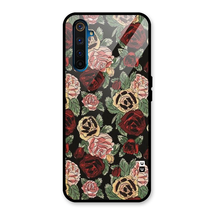 Dark Pastel Flowers Glass Back Case for Realme 6 Pro