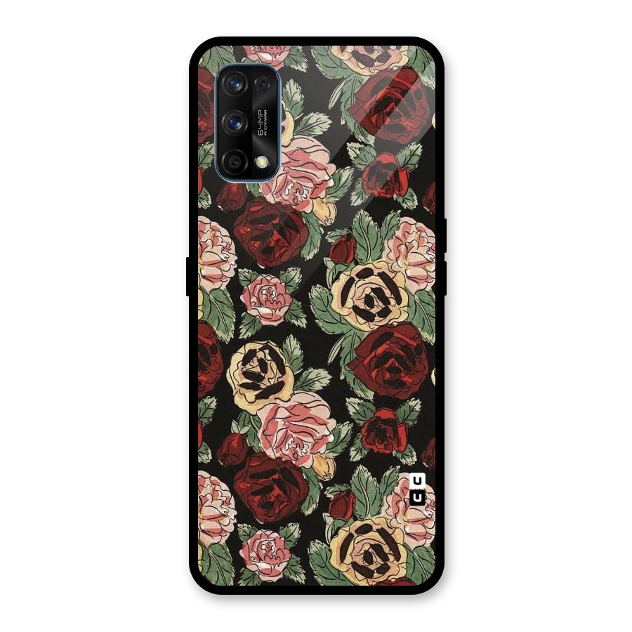 Dark Pastel Flowers Glass Back Case for Realme 7 Pro