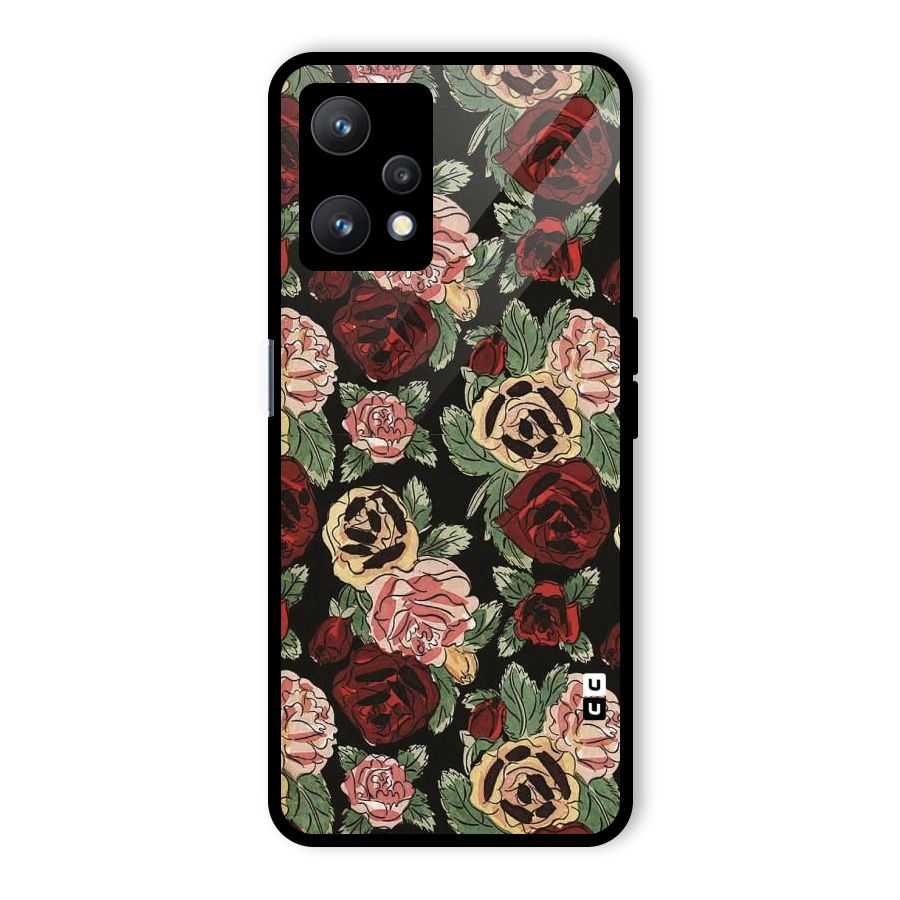 Dark Pastel Flowers Glass Back Case for Realme 9 Pro 5G