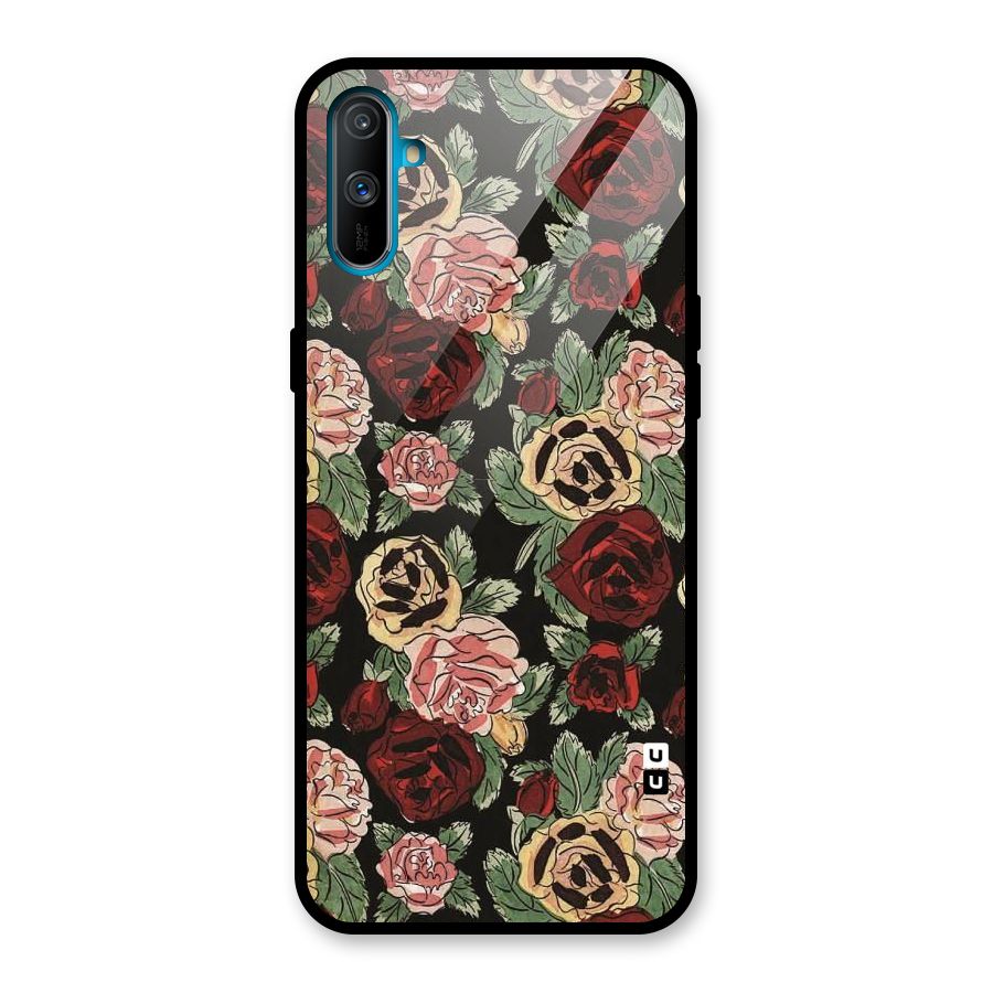 Dark Pastel Flowers Glass Back Case for Realme C3