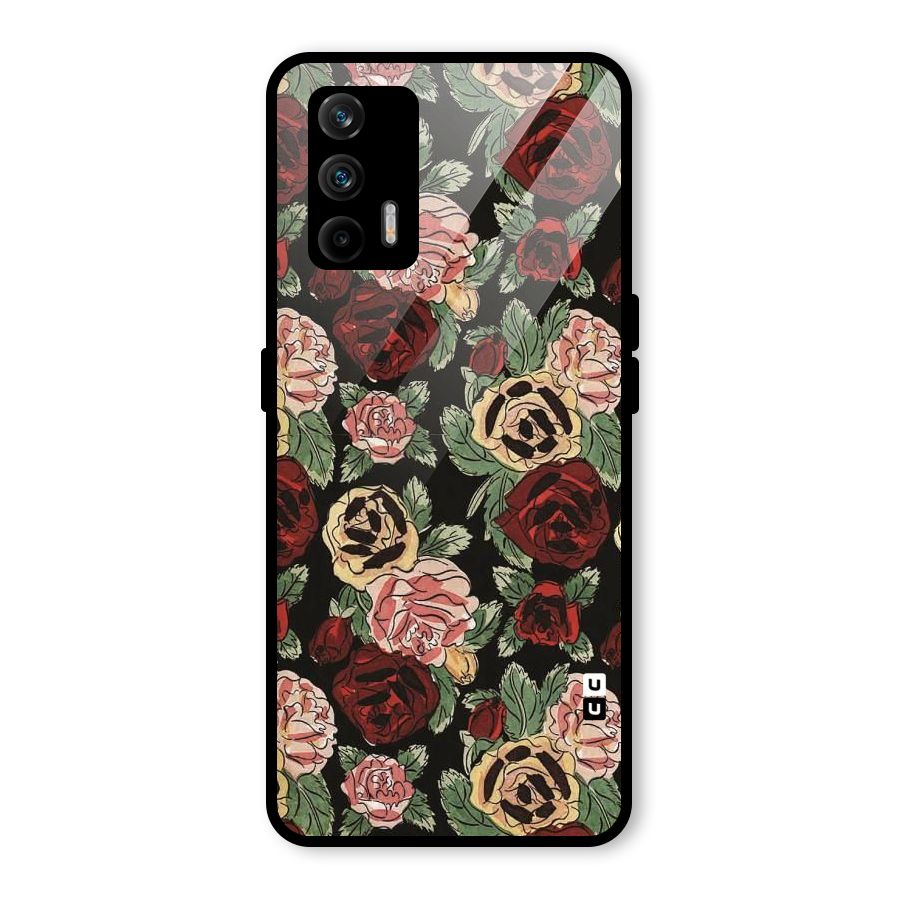 Dark Pastel Flowers Glass Back Case for Realme GT 5G