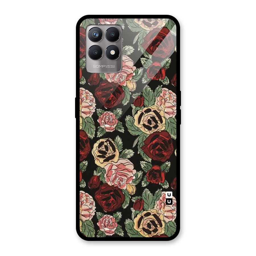 Dark Pastel Flowers Glass Back Case for Realme Narzo 50