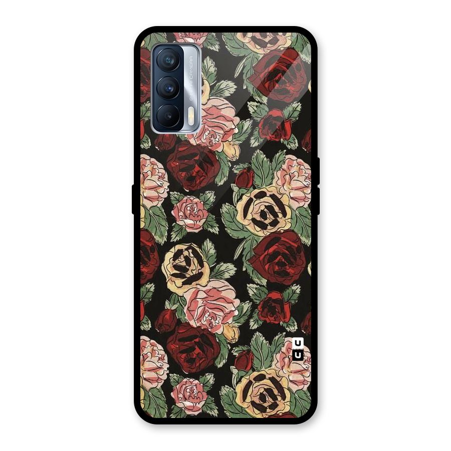 Dark Pastel Flowers Glass Back Case for Realme X7