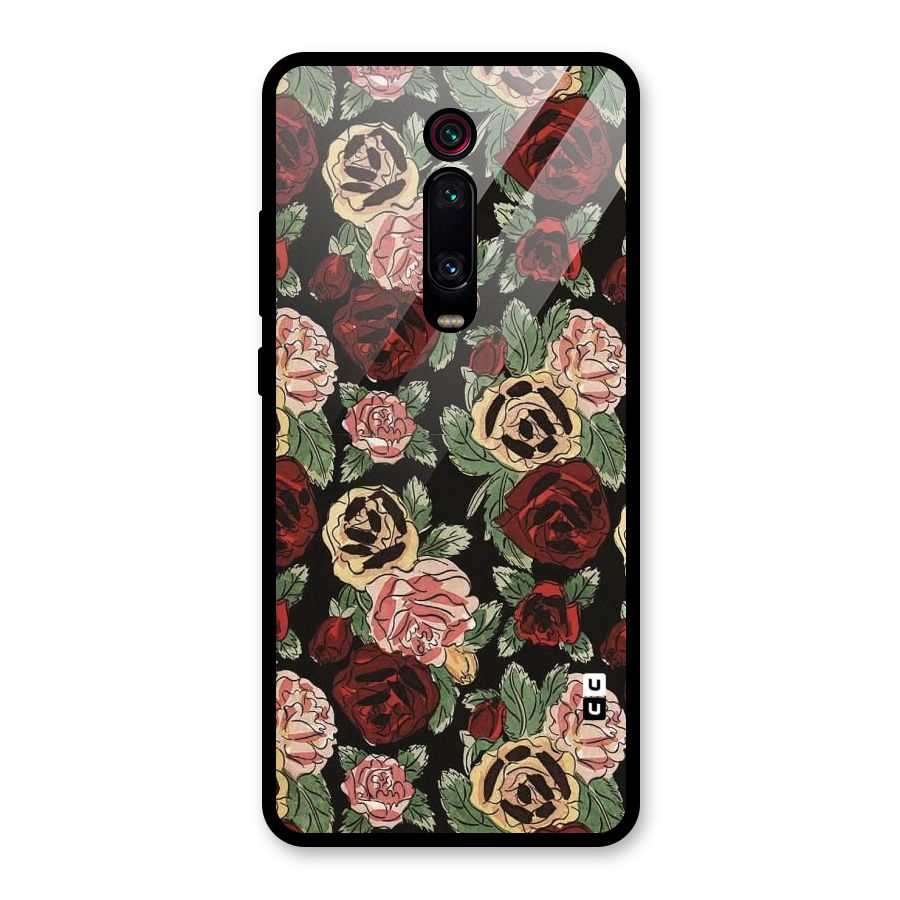 Dark Pastel Flowers Glass Back Case for Redmi K20 Pro