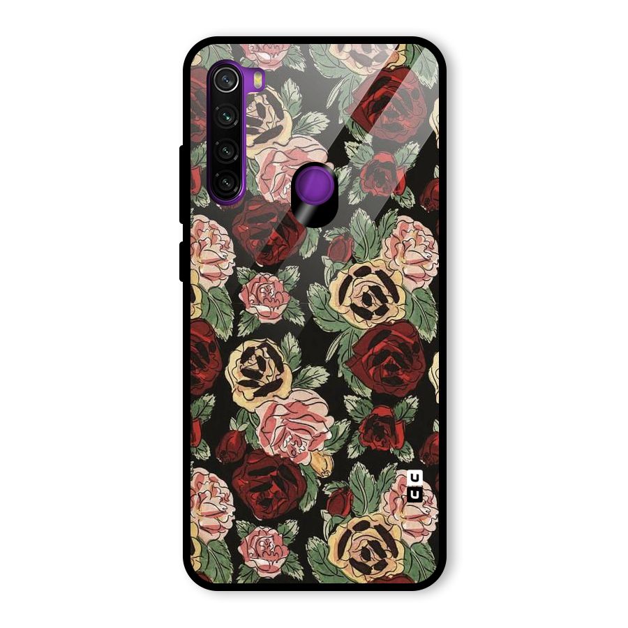 Dark Pastel Flowers Glass Back Case for Redmi Note 8