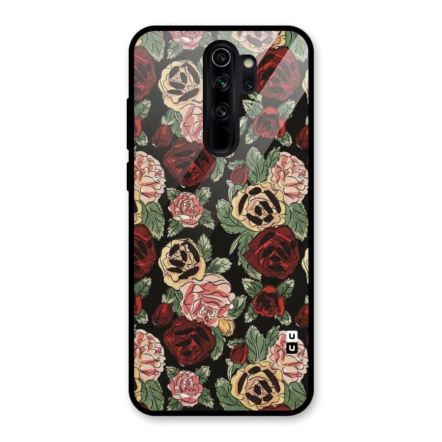 Dark Pastel Flowers Glass Back Case for Redmi Note 8 Pro