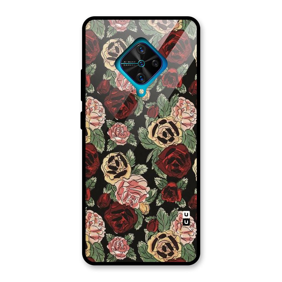 Dark Pastel Flowers Glass Back Case for Vivo S1 Pro