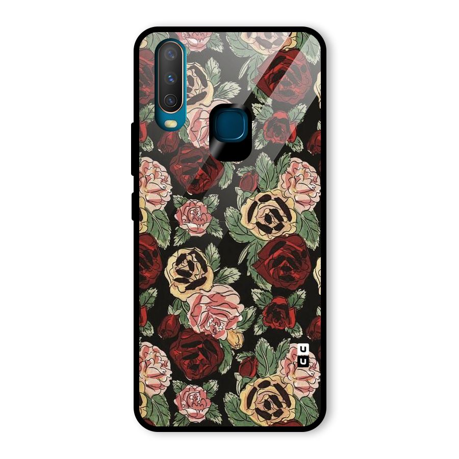 Dark Pastel Flowers Glass Back Case for Vivo U10