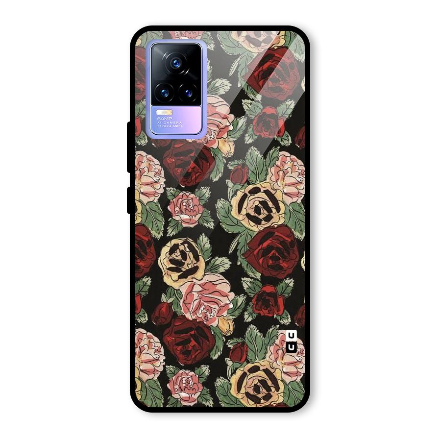 Dark Pastel Flowers Glass Back Case for Vivo Y73