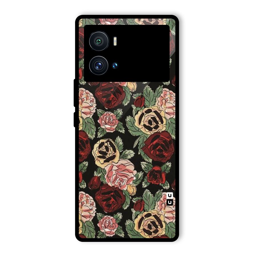 Dark Pastel Flowers Glass Back Case for Vivo iQOO 9 Pro