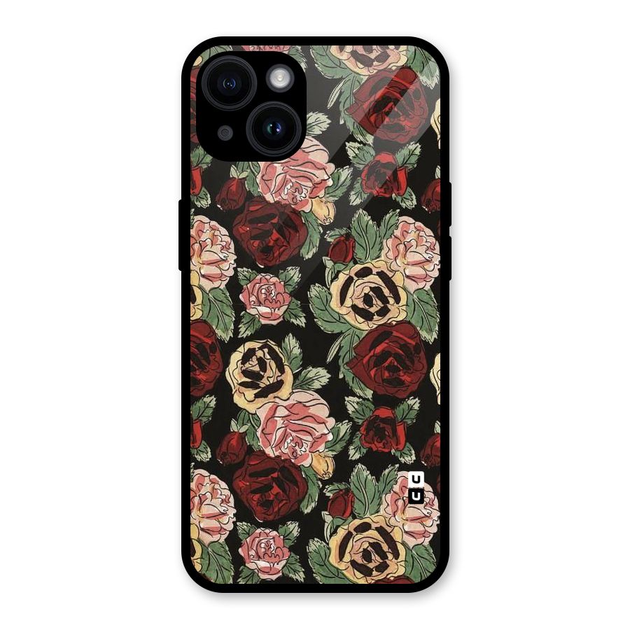 Dark Pastel Flowers Glass Back Case for iPhone 14