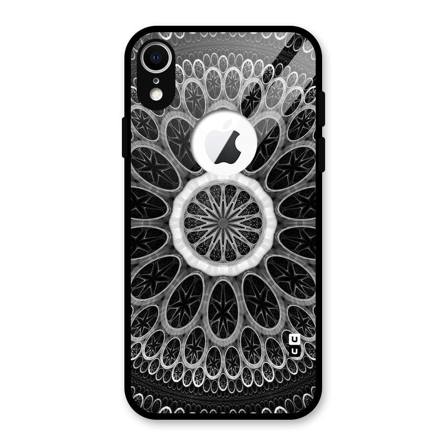 Dark Pattern Art Glass Back Case for iPhone XR Logo Cut