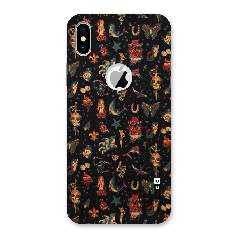 Dark Pattern Back Case for iPhone X Logo Cut