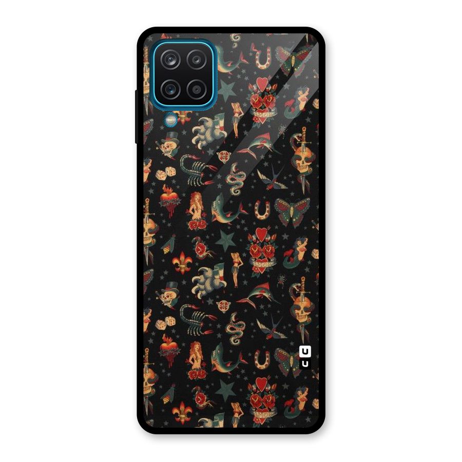 Dark Pattern Glass Back Case for Galaxy A12
