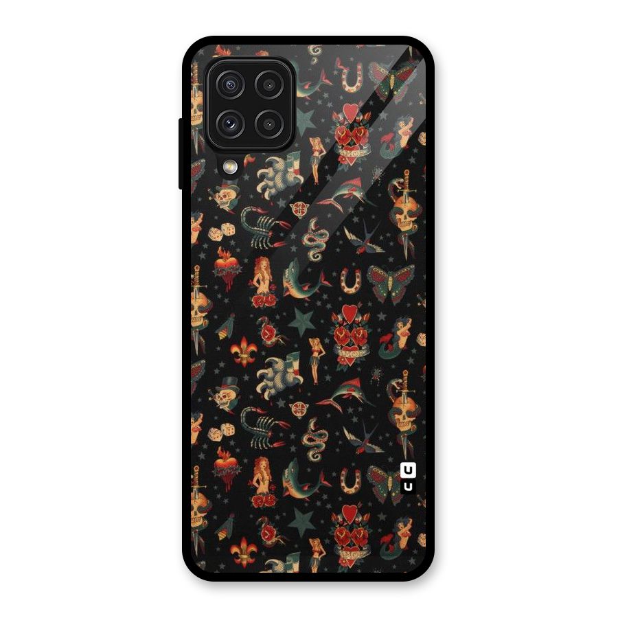 Dark Pattern Glass Back Case for Galaxy A22 4G