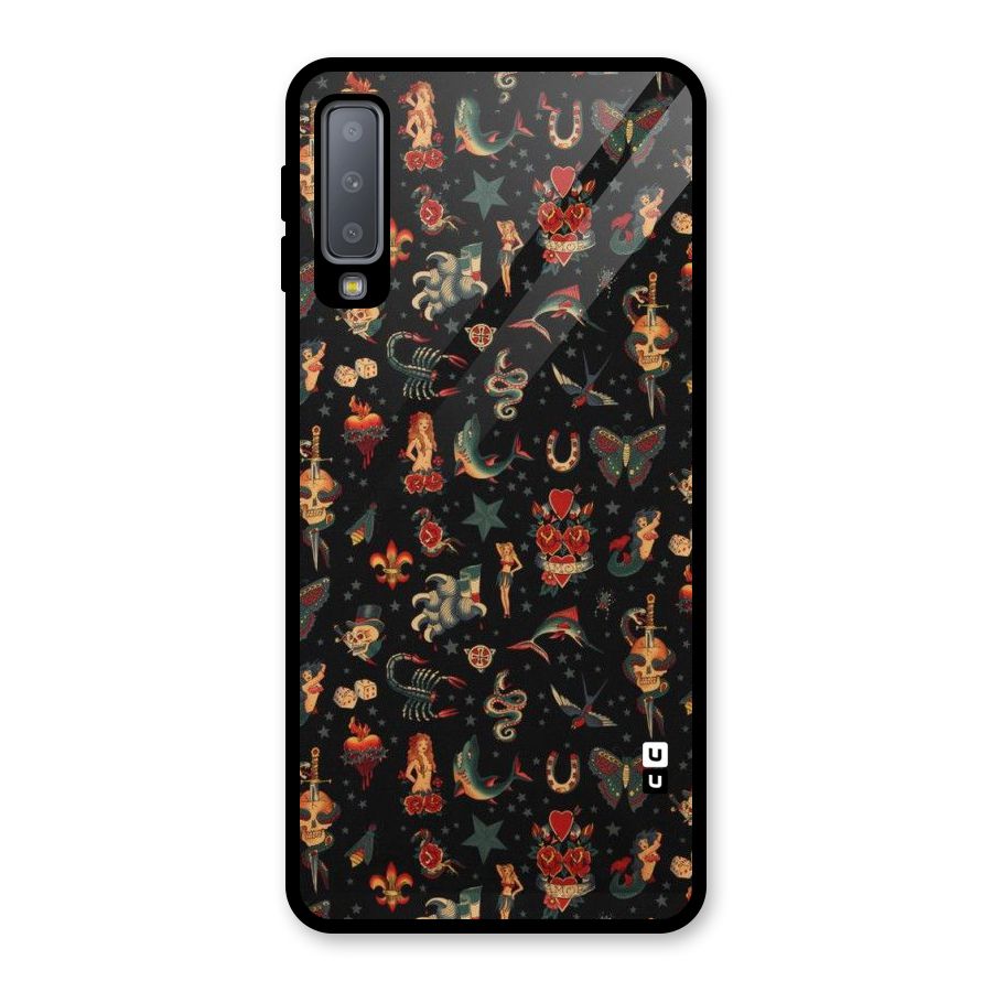 Dark Pattern Glass Back Case for Galaxy A7 (2018)