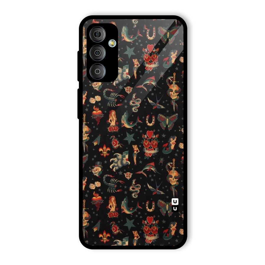 Dark Pattern Glass Back Case for Galaxy F23