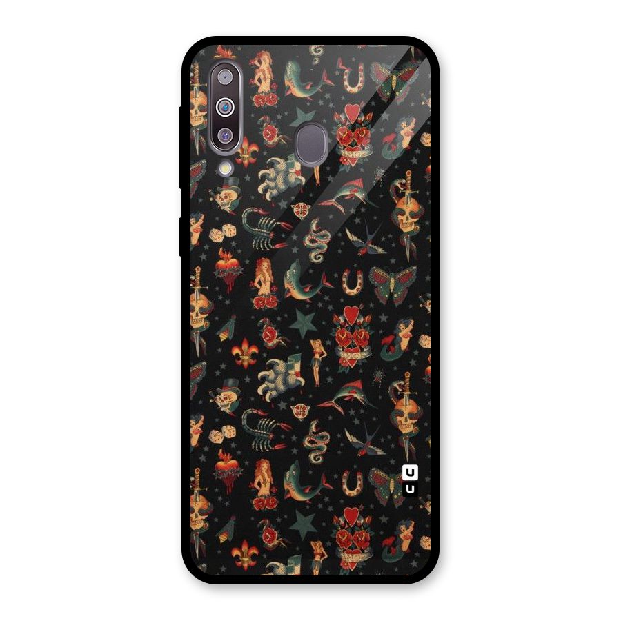 Dark Pattern Glass Back Case for Galaxy M30