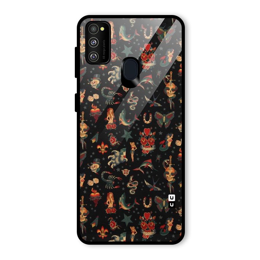 Dark Pattern Glass Back Case for Galaxy M30s