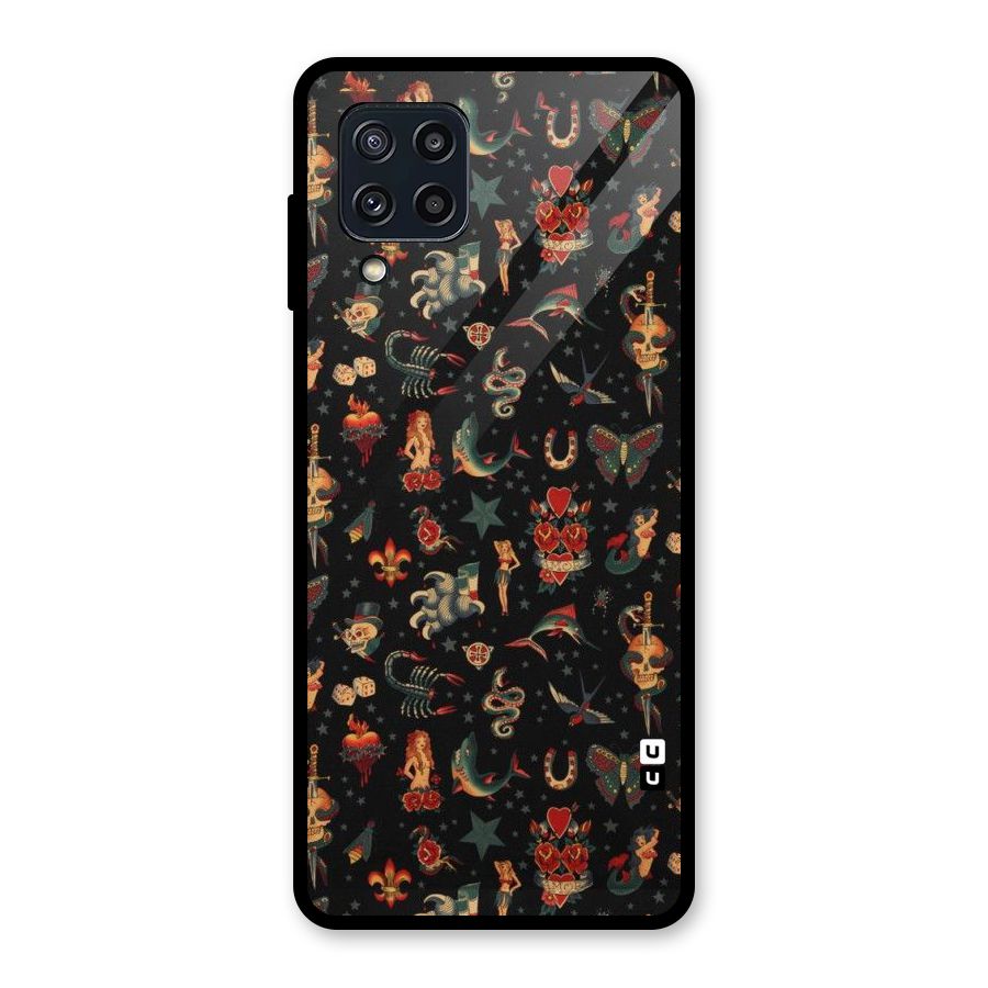 Dark Pattern Glass Back Case for Galaxy M32