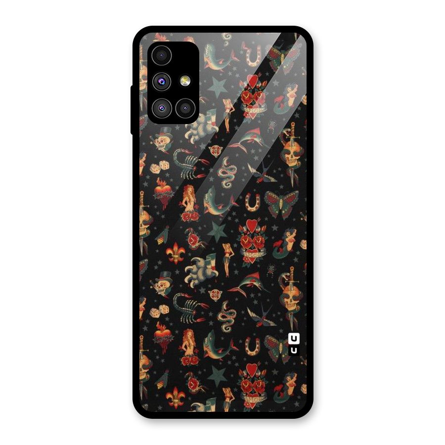 Dark Pattern Glass Back Case for Galaxy M51