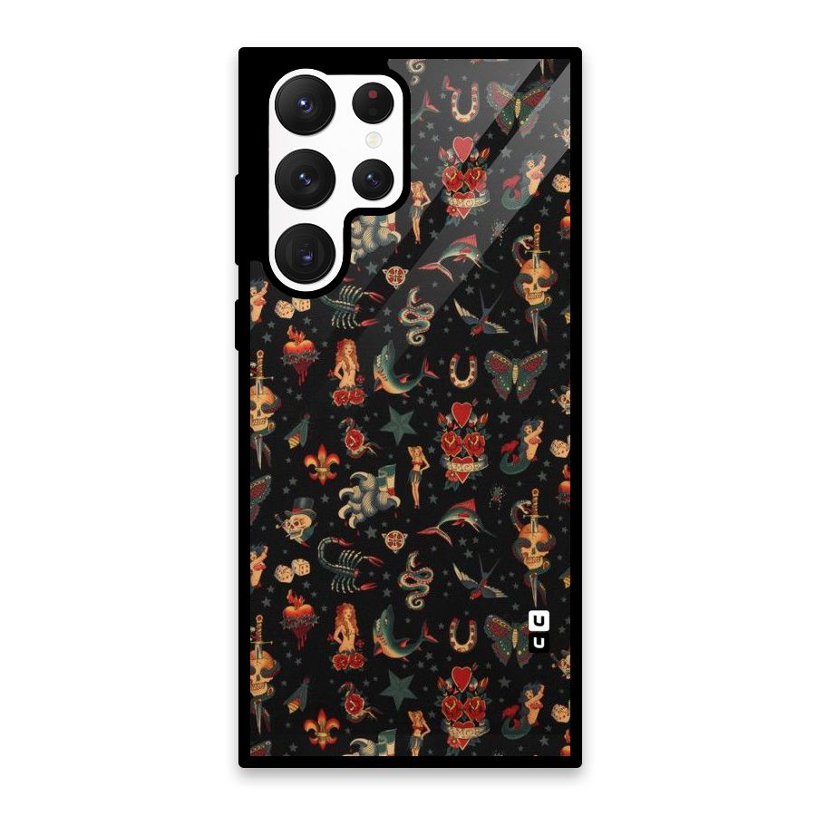 Dark Pattern Glass Back Case for Galaxy S22 Ultra 5G