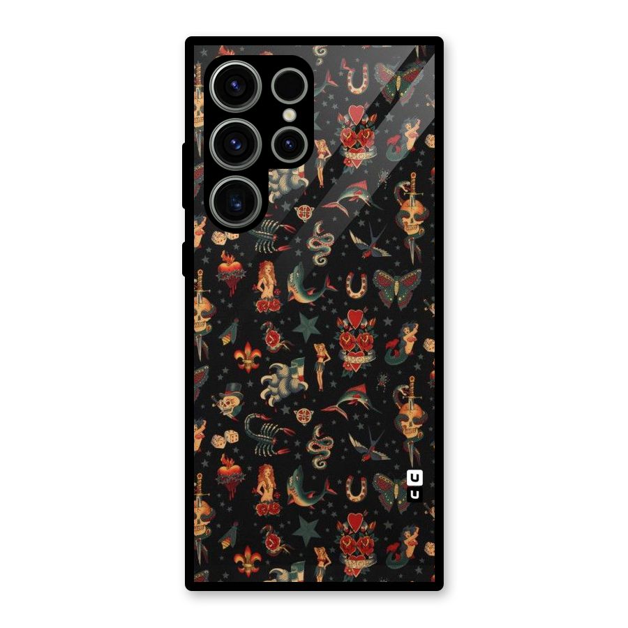 Dark Pattern Glass Back Case for Galaxy S23 Ultra