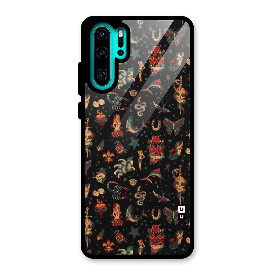 Dark Pattern Glass Back Case for Huawei P30 Pro