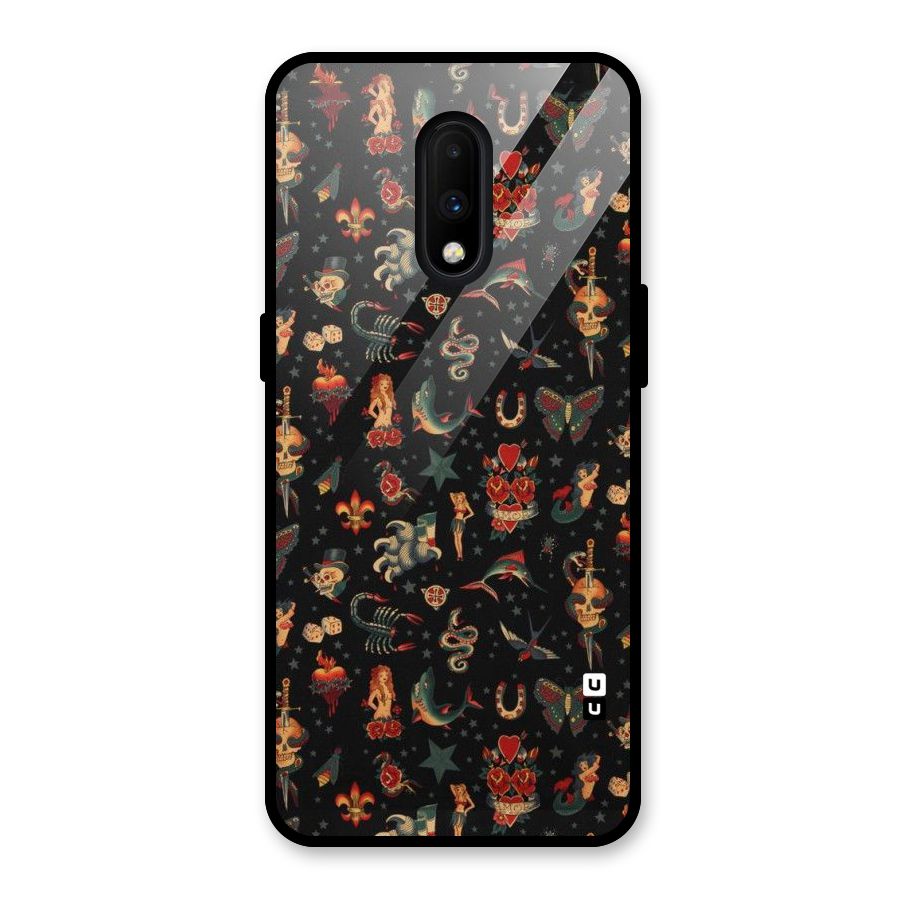 Dark Pattern Glass Back Case for OnePlus 7
