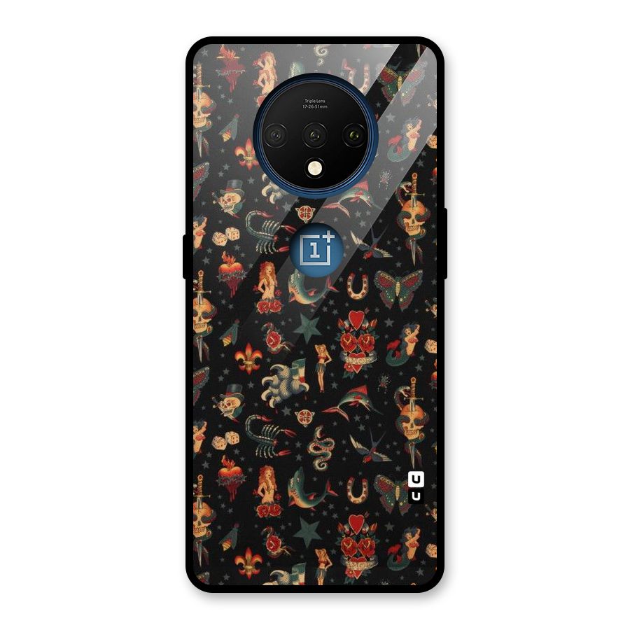Dark Pattern Glass Back Case for OnePlus 7T