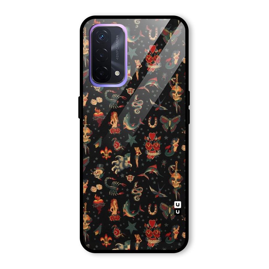 Dark Pattern Glass Back Case for Oppo A74 5G