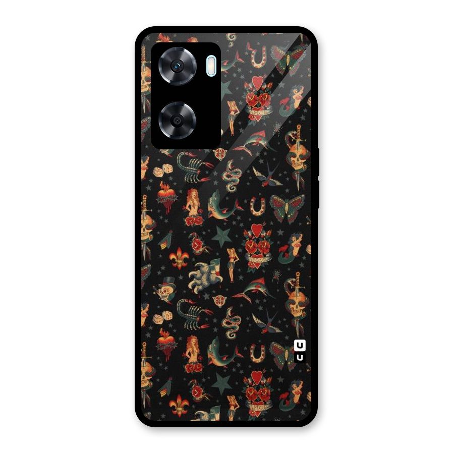 Dark Pattern Glass Back Case for Oppo A77