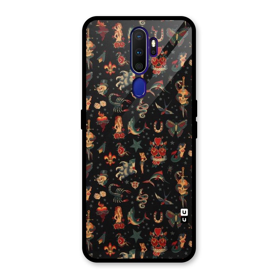 Dark Pattern Glass Back Case for Oppo A9 (2020)