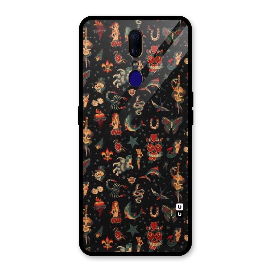 Dark Pattern Glass Back Case for Oppo F11