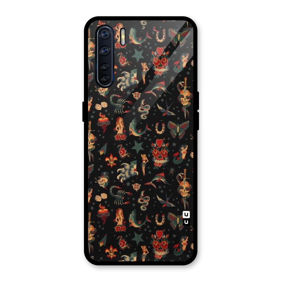 Dark Pattern Glass Back Case for Oppo F15