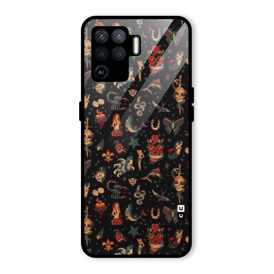 Dark Pattern Glass Back Case for Oppo F19 Pro
