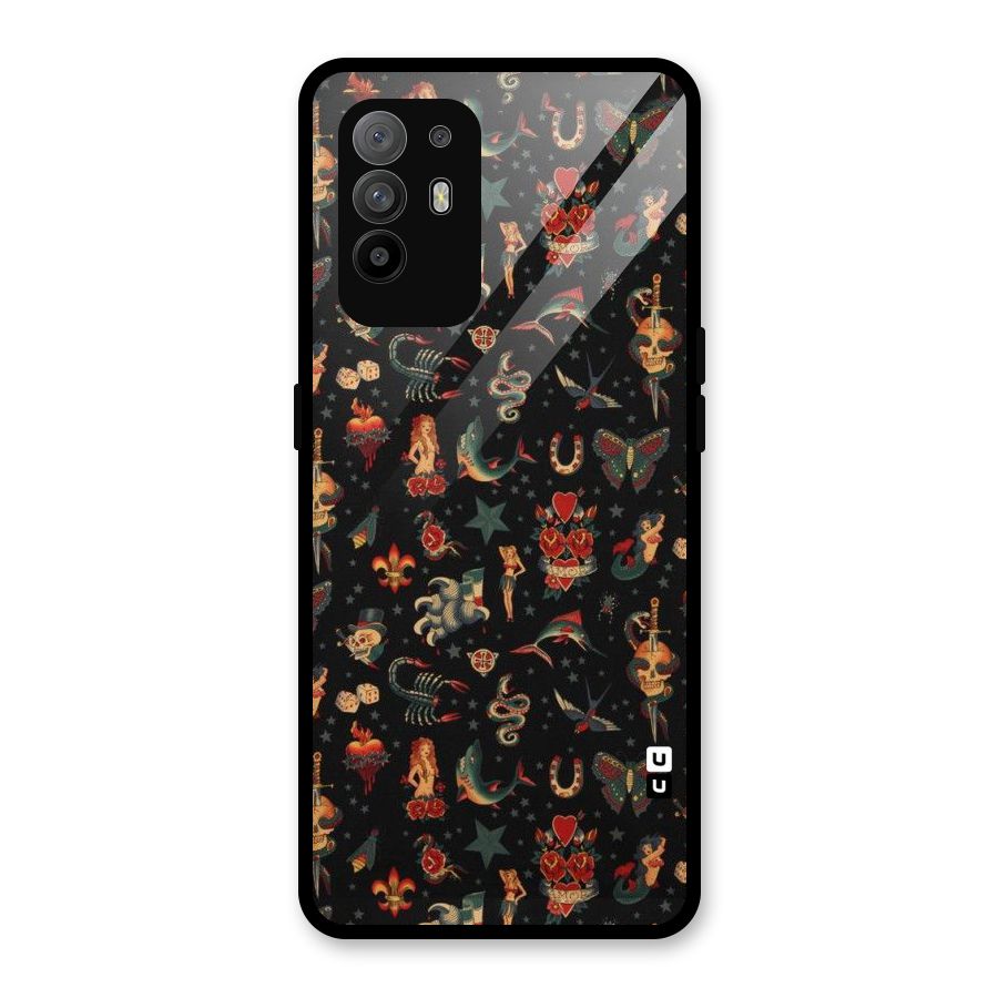 Dark Pattern Glass Back Case for Oppo F19 Pro Plus 5G