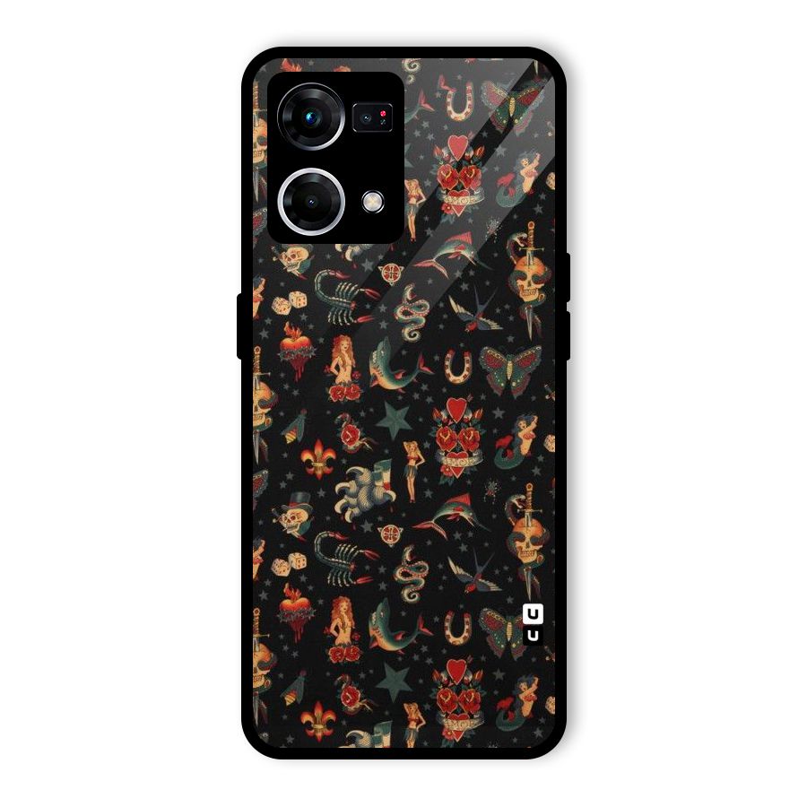 Dark Pattern Glass Back Case for Oppo F21 Pro 4G