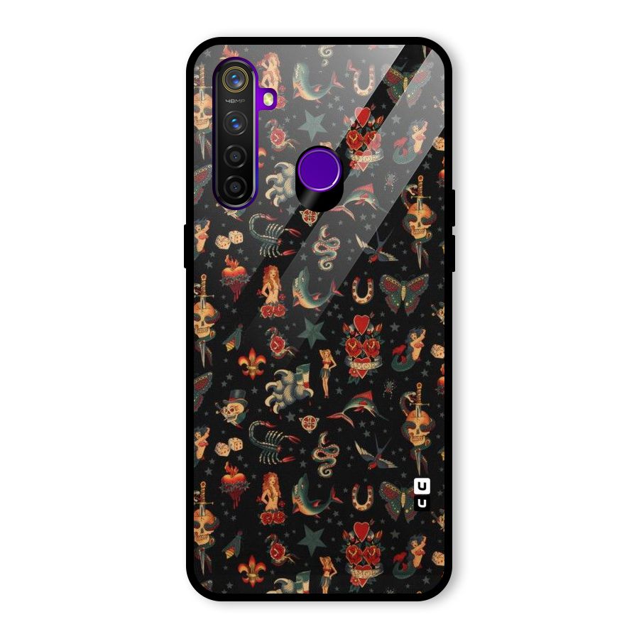 Dark Pattern Glass Back Case for Realme 5 Pro
