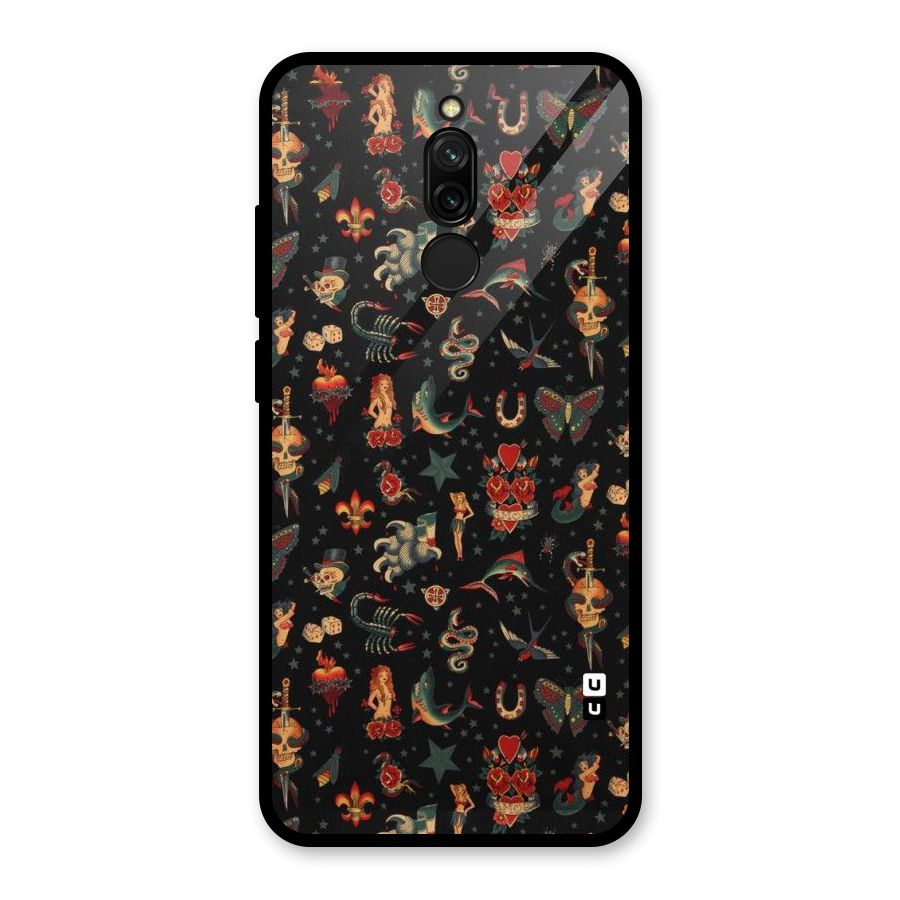 Dark Pattern Glass Back Case for Redmi 8