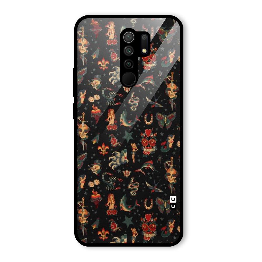 Dark Pattern Glass Back Case for Redmi 9 Prime