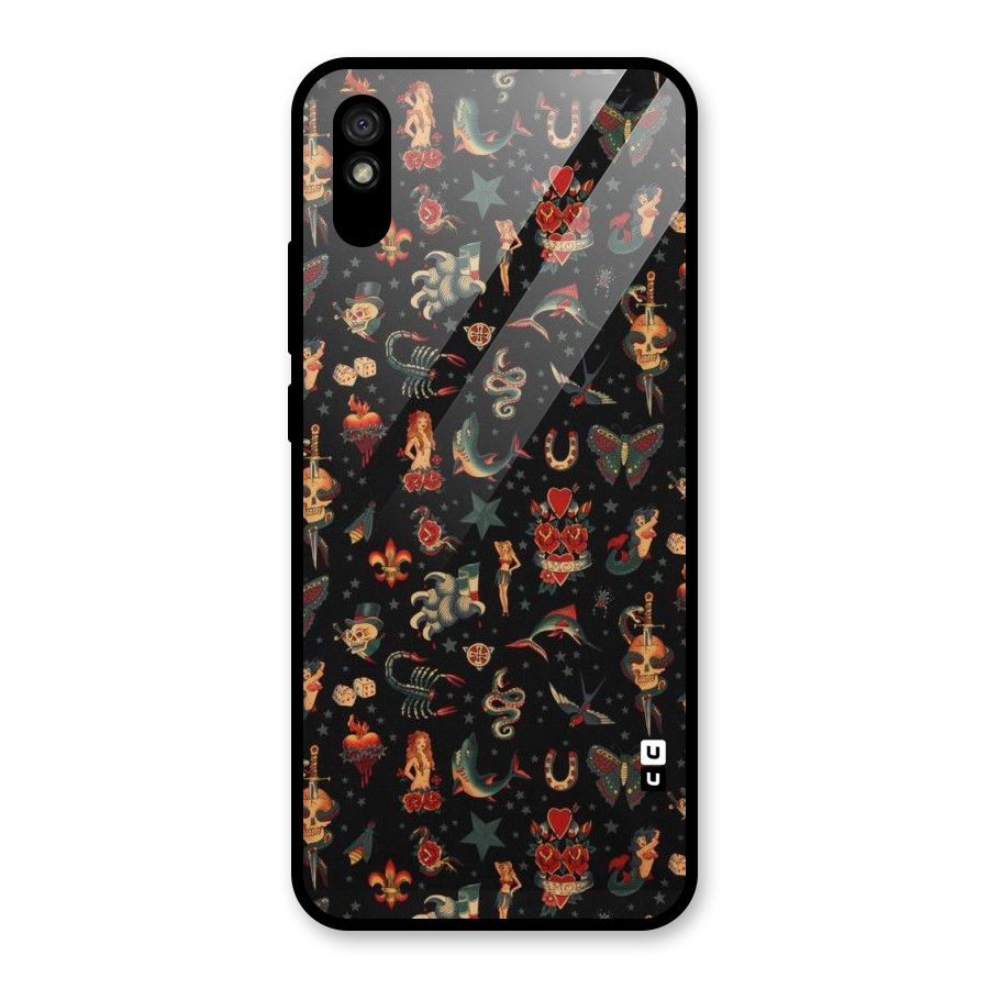 Dark Pattern Glass Back Case for Redmi 9i