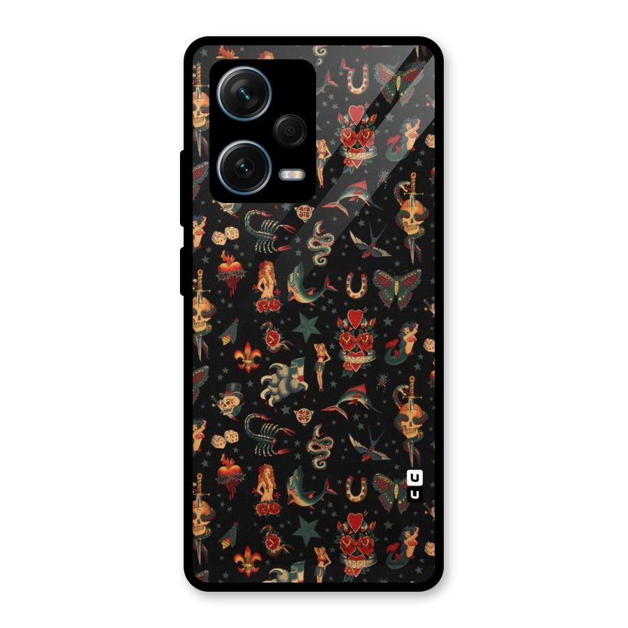 Dark Pattern Glass Back Case for Redmi Note 12 Pro Plus 5G