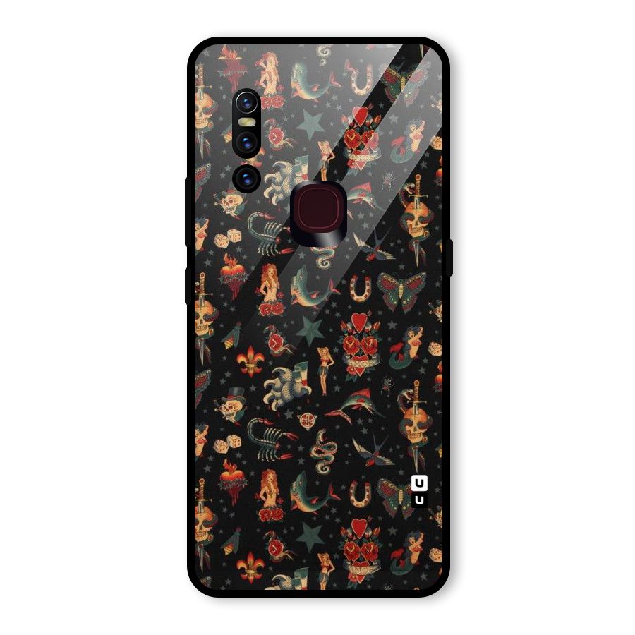 Dark Pattern Glass Back Case for Vivo V15