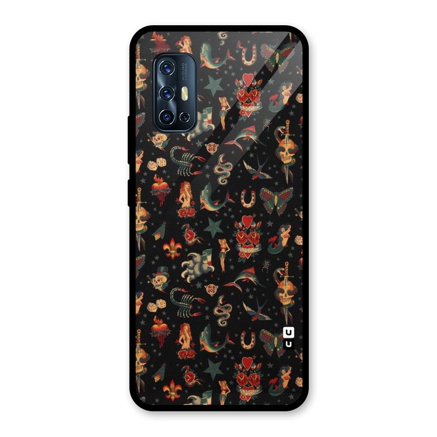 Dark Pattern Glass Back Case for Vivo V17