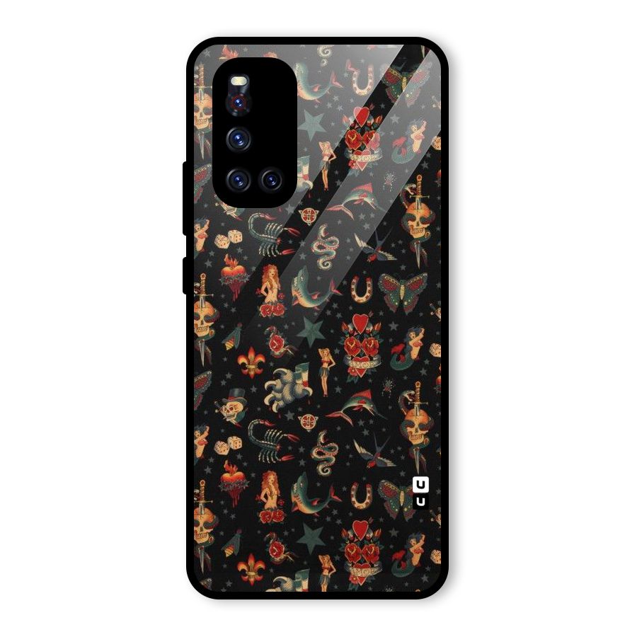 Dark Pattern Glass Back Case for Vivo V19