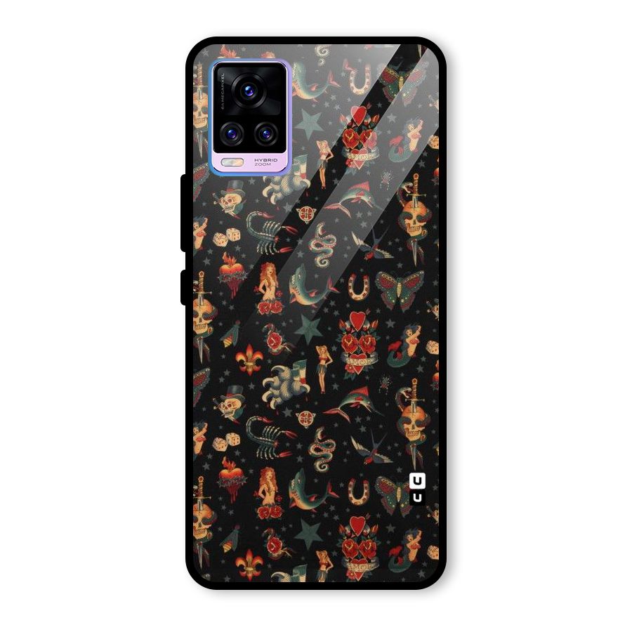 Dark Pattern Glass Back Case for Vivo V20 Pro