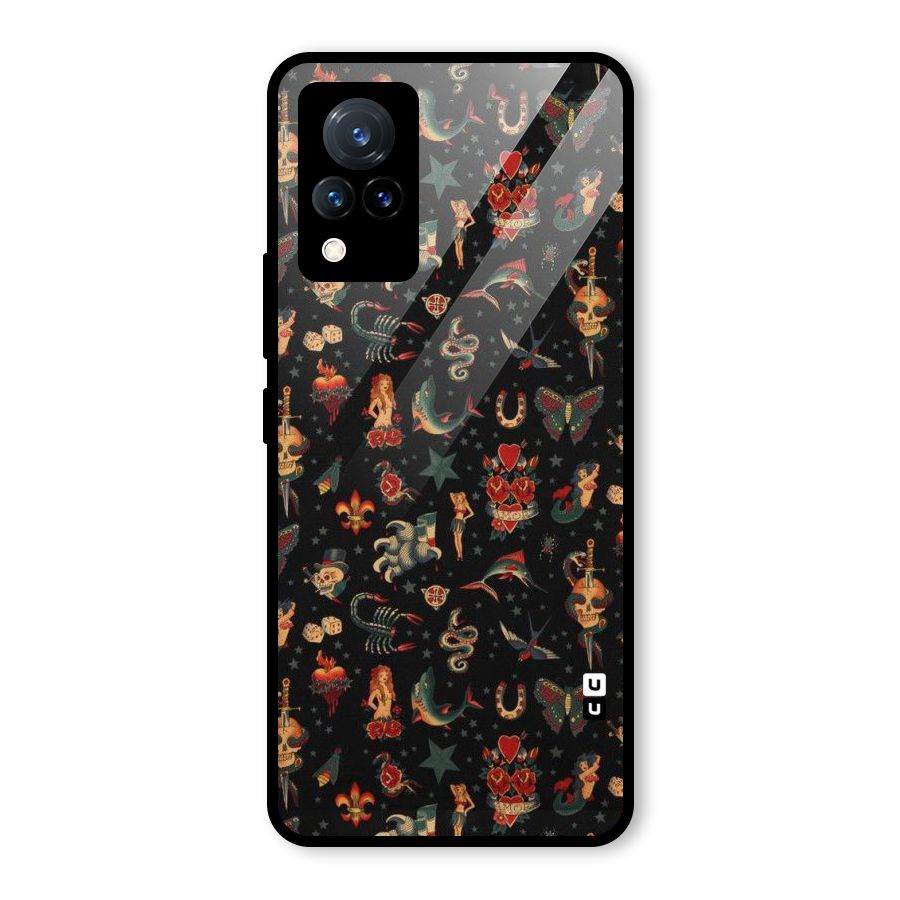Dark Pattern Glass Back Case for Vivo V21 5G