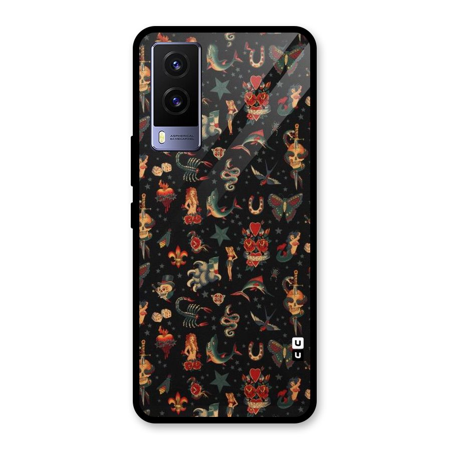 Dark Pattern Glass Back Case for Vivo V21e 5G