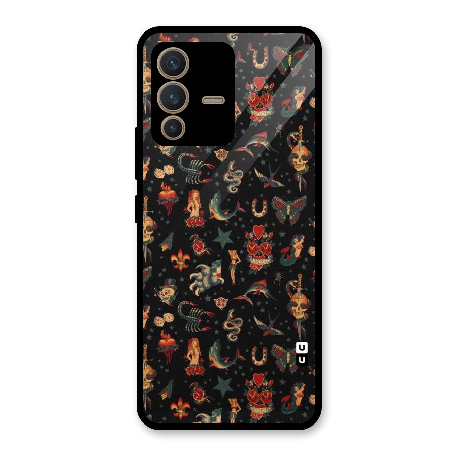 Dark Pattern Glass Back Case for Vivo V23 5G